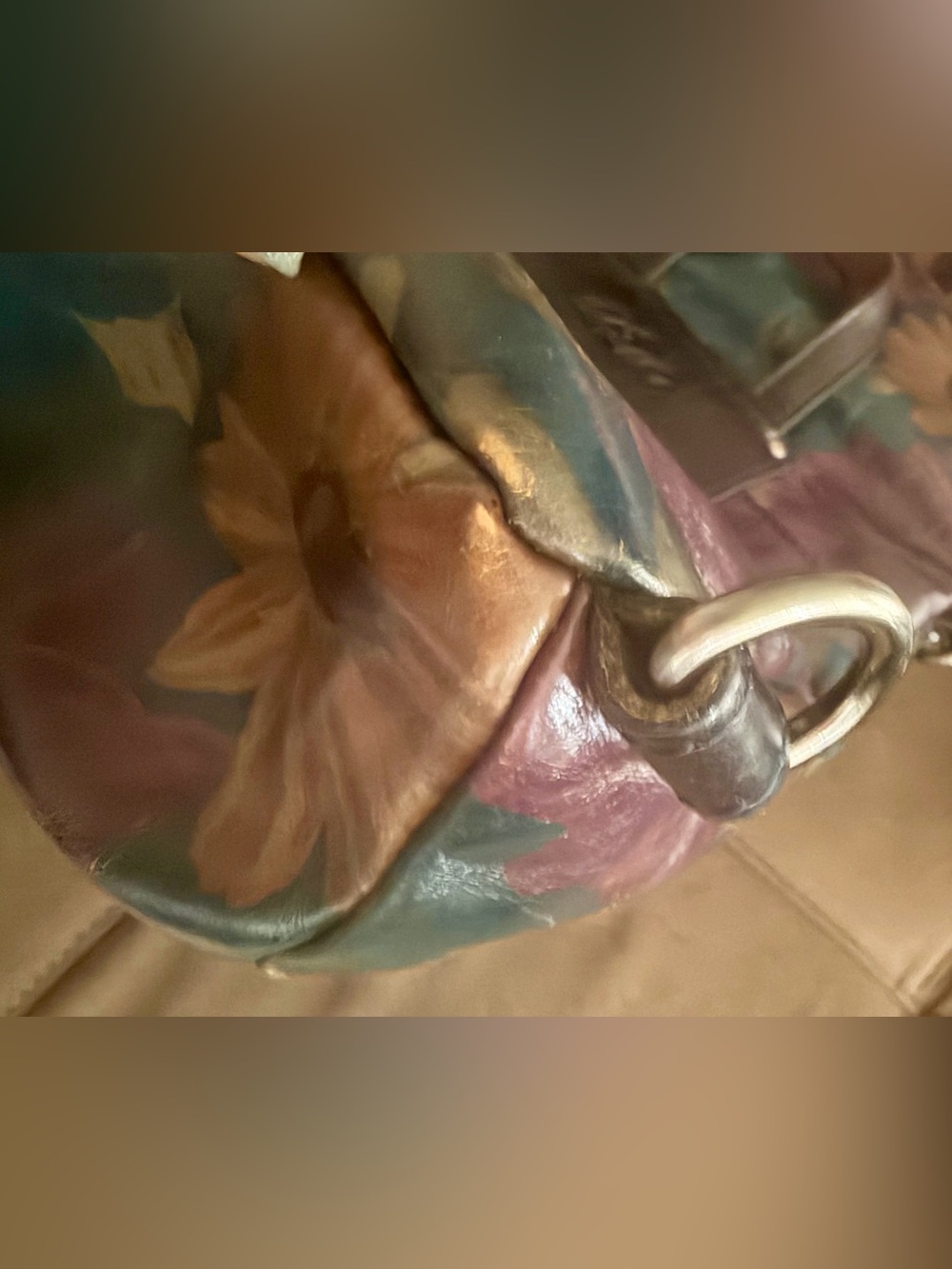 Patricia Nash Luzille Peruvian Painting Floral Leather Crossbody Bag /Backpack - Picture 8 of 15